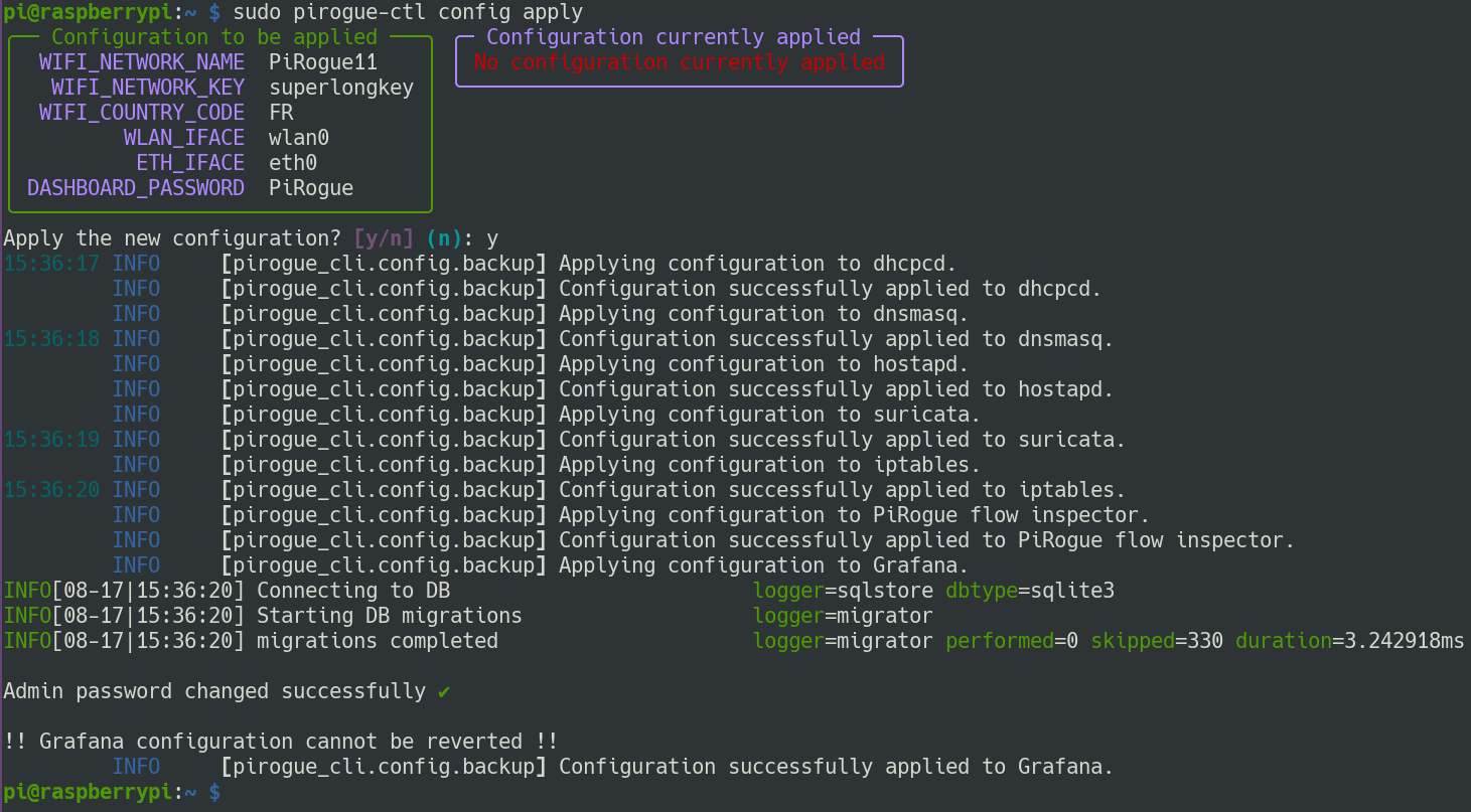 Apply new configuration
